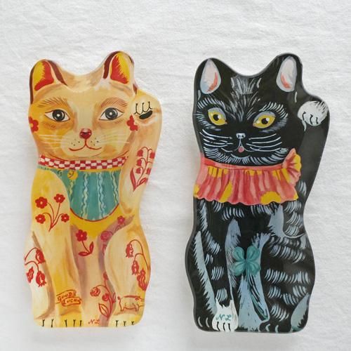 ナタリー・レテのガラス皿【招き猫/白猫】 - 猫雑貨・猫グッズ 猫的
