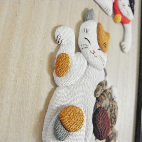 古布押絵額【吉祥招き猫】 - 猫雑貨・猫グッズ 猫的生活百貨店