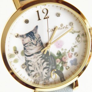 腕時計 リアルな猫と花 アメショー風 猫雑貨 猫グッズ専門通販 猫的生活百貨店 けいと屋ニコル