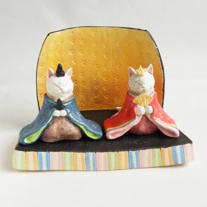 陶器製猫雛【白猫ペア】 - 猫雑貨・猫グッズ 猫的生活百貨店けいと屋ニコル