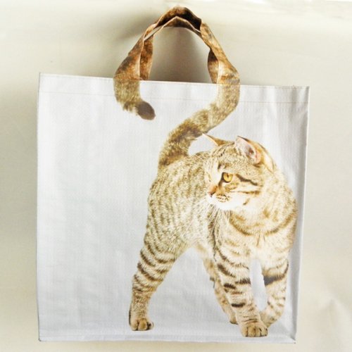 しっぽが持ち手のショッピングバッグ タビーキャット 猫雑貨 猫グッズ専門通販 猫的生活百貨店 けいと屋ニコル