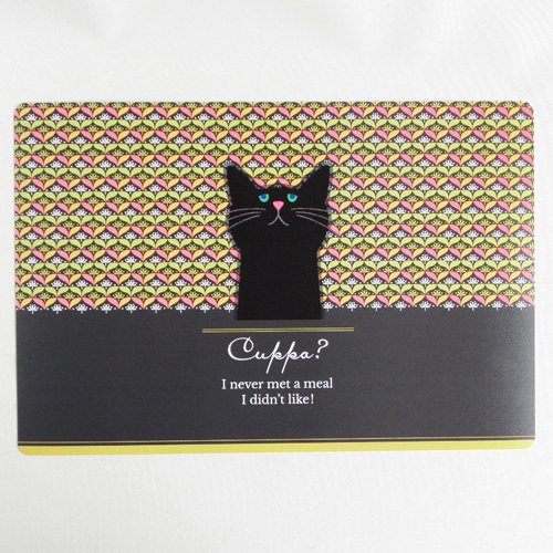 ポリランチョンマット【Cuppa?】黒猫 - ねこ雑貨・猫グッズ専門店 猫的