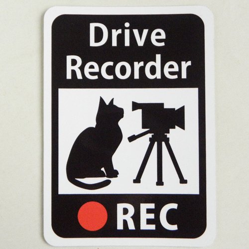 ドライブレコーダー搭載シールステッカー 猫とビデオカメラ 大サイズ 猫雑貨 猫グッズ専門通販 猫的生活百貨店 けいと屋ニコル