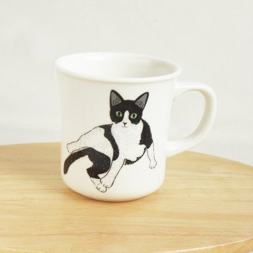 Meow Mug 白黒猫のロビン Ver 2 猫雑貨 猫グッズ専門通販 猫的生活百貨店 けいと屋ニコル