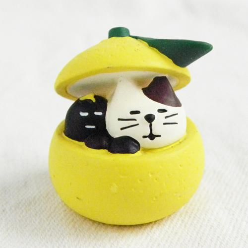 ねこまゆさん専用　洋梨&りんご　置物 まったり猫の置物 【もぎたてゆず猫】 - 猫雑貨・猫グッズ 猫的