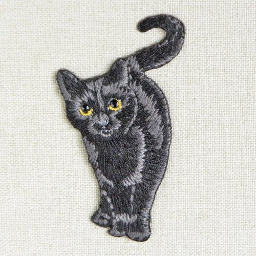 差しこみ式ブックカバー【リアルにゃ刺繍黒猫】文庫本サイズ - ねこ