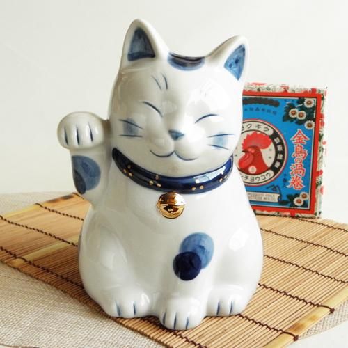 にっこり招き猫の蚊遣り器【ブルー系】 - 猫雑貨・猫グッズ専門通販 猫的生活百貨店 けいと屋ニコル