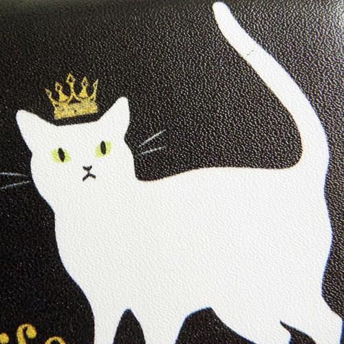 コンパクトにゃ三つ折り財布【白猫×ブラック】 - 猫雑貨・猫