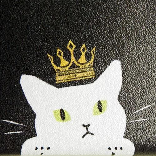 コンパクトにゃ三つ折り財布【白猫×ブラック】 - 猫雑貨・猫