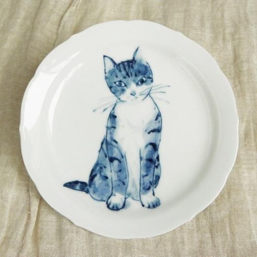 ケーキ皿【おすまししま猫】 - 猫雑貨・猫グッズ 猫的生活百貨店