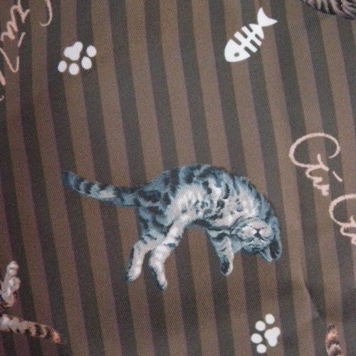 GuGuWorld ポーチ付エコバッグ【キジトラ猫】ブラウンストライプ系