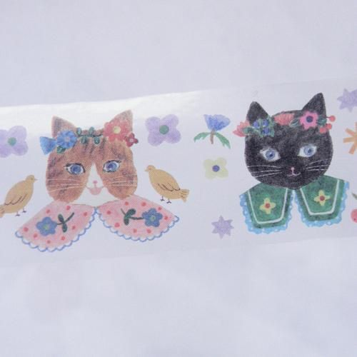 【良好品】 透明マスキングテープ【キャット♡キャット /布川愛子】 - 猫 テープ・マスキングテープ