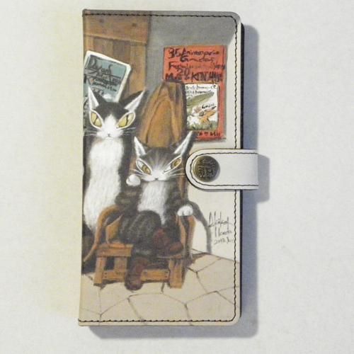 【新品】わちふぃーるど　ダヤン　ブック型レザースマホカバー　受注生産　ベーグル 新品】わちふぃーるど ダヤン ブック型レザースマホカバー 受注