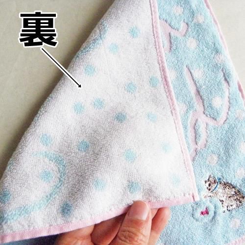 GUGU WORLD タオルハンカチ【金魚鉢が気になる猫/サックスブルー