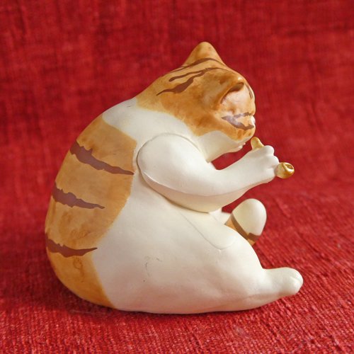 週末値下げ【美品】白亜器 作品 猫香炉 - 置物