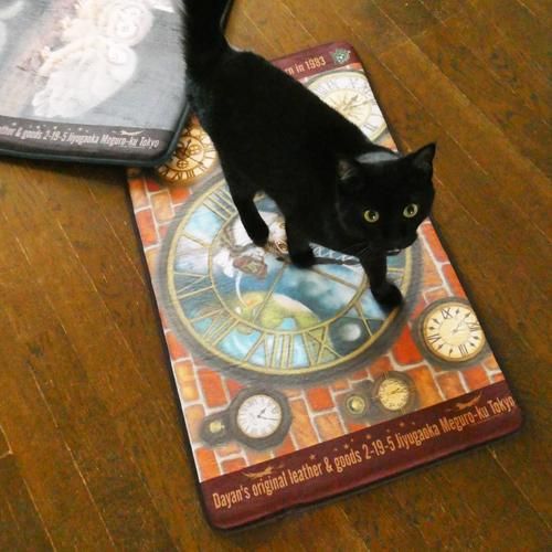 新品　アート　玄関マット　逆さま大時計　ルームマット　わちふぃーるど　ダヤン　猫 新品 アート 玄関マット 逆さま大時計 ルームマット わちふぃー