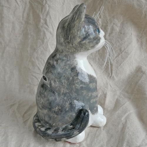 ハンドメイドのリアルにゃキャットバンク【サバ白仔猫】 - 猫雑貨・猫