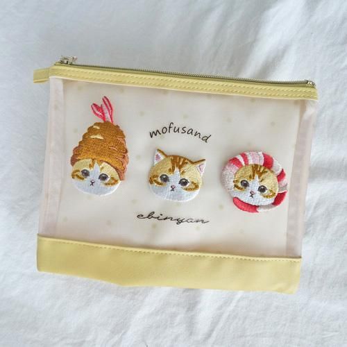 ハンドメイド 猫柄ポーチ 内ポケットあり （猫柄 大きめ20cmの