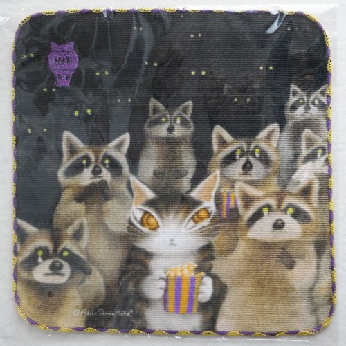猫のダヤン アート刺繍ミニタオル【アライグマ】 - ねこ雑貨・猫グッズ