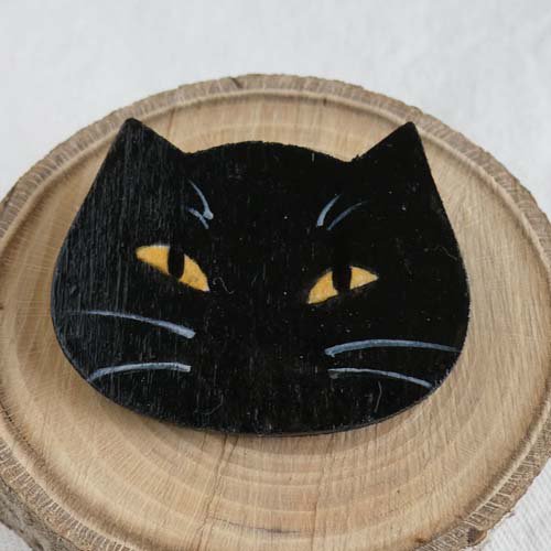 ハンドメイドの木製ブローチ【黒猫】 - 猫雑貨・猫グッズ 猫的生活 