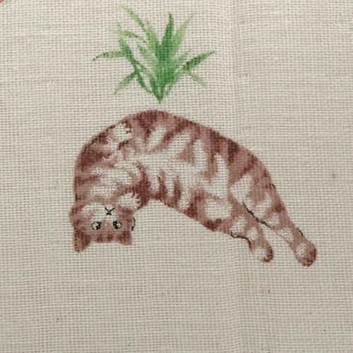 Wガーゼの猫柄ハンカチ