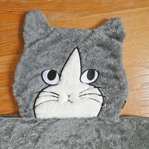 松尾 ミユキ キャットフェイスブランケット 【グレーハチワレ 松尾 ミユキ キャットフェイスブランケット 【グレーハチワレ