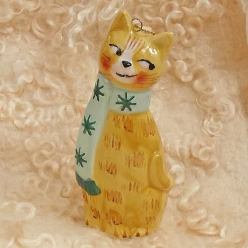 陶製クリスマスオーナメント【ジンジャーキャット】 - 猫雑貨・猫