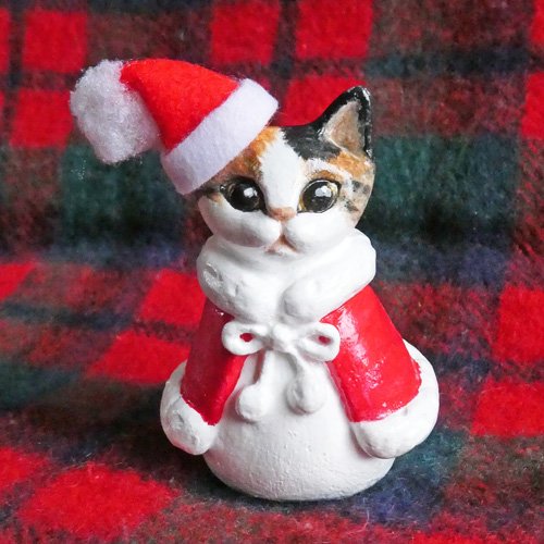 猫89◎三毛猫 クリスマス ニットブーツ 小突い 羊毛フェルト パステルミケ ネコ サンタ