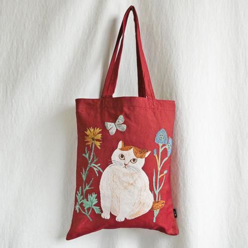 クリスマスファッション 鮮やかな色使い猫トートバッグ トートバッグ