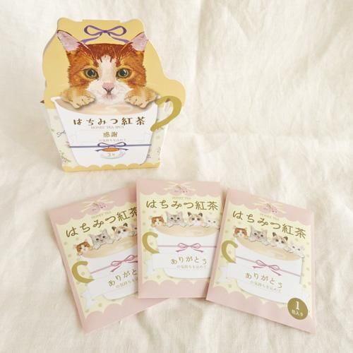 ダイカットメッセージ紅茶3p【茶トラ白猫のチャチャ】 - 猫雑貨