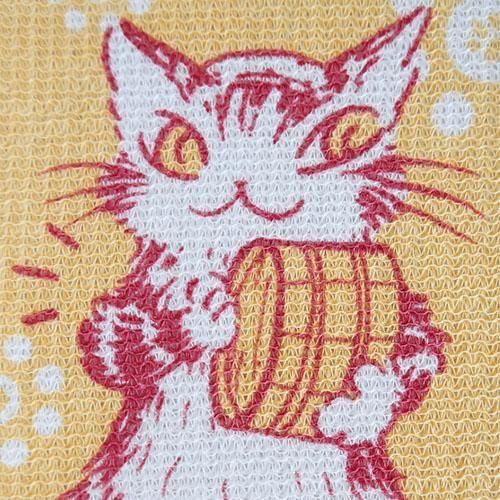 猫ひた サイン入りグッズ 小林 岡田 ７５０円 猫のダヤン ボディタオル【おんせん・黄色】 - 猫雑貨・猫グッズ