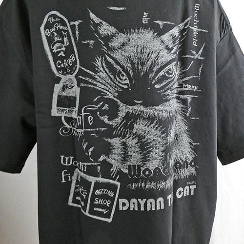 猫のダヤン オーバーTシャツ  ＢＰ  Ｍサイズ~落書き・黒~ 猫柄のTシャツ
