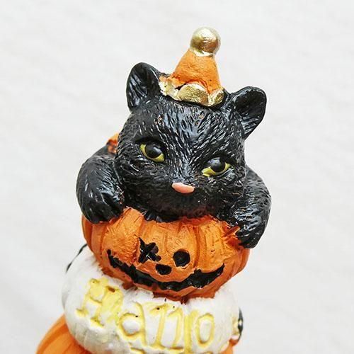 ブローチ　ハロウィン　死神　黒猫　レジン ☆ブローチ☆ 夜 黒猫 レジン 黒猫 ブローチ
