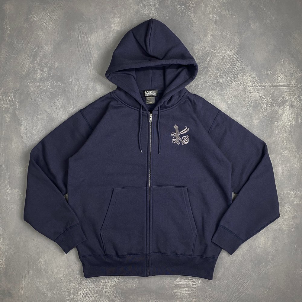 KAZE MAGAZINE 'EMBROIDERY' Zip Parka [NAVYxGUNMETAL] - ZAKAI