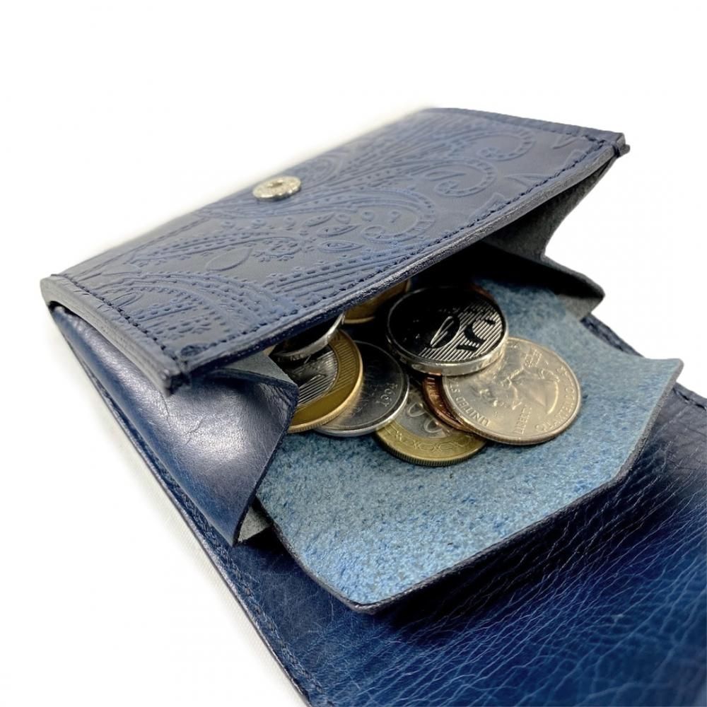 ぺぺい RIVAXIDE 'PAID IN FULL' Minimal Bi-Fold Wallet [Blue Paisley
