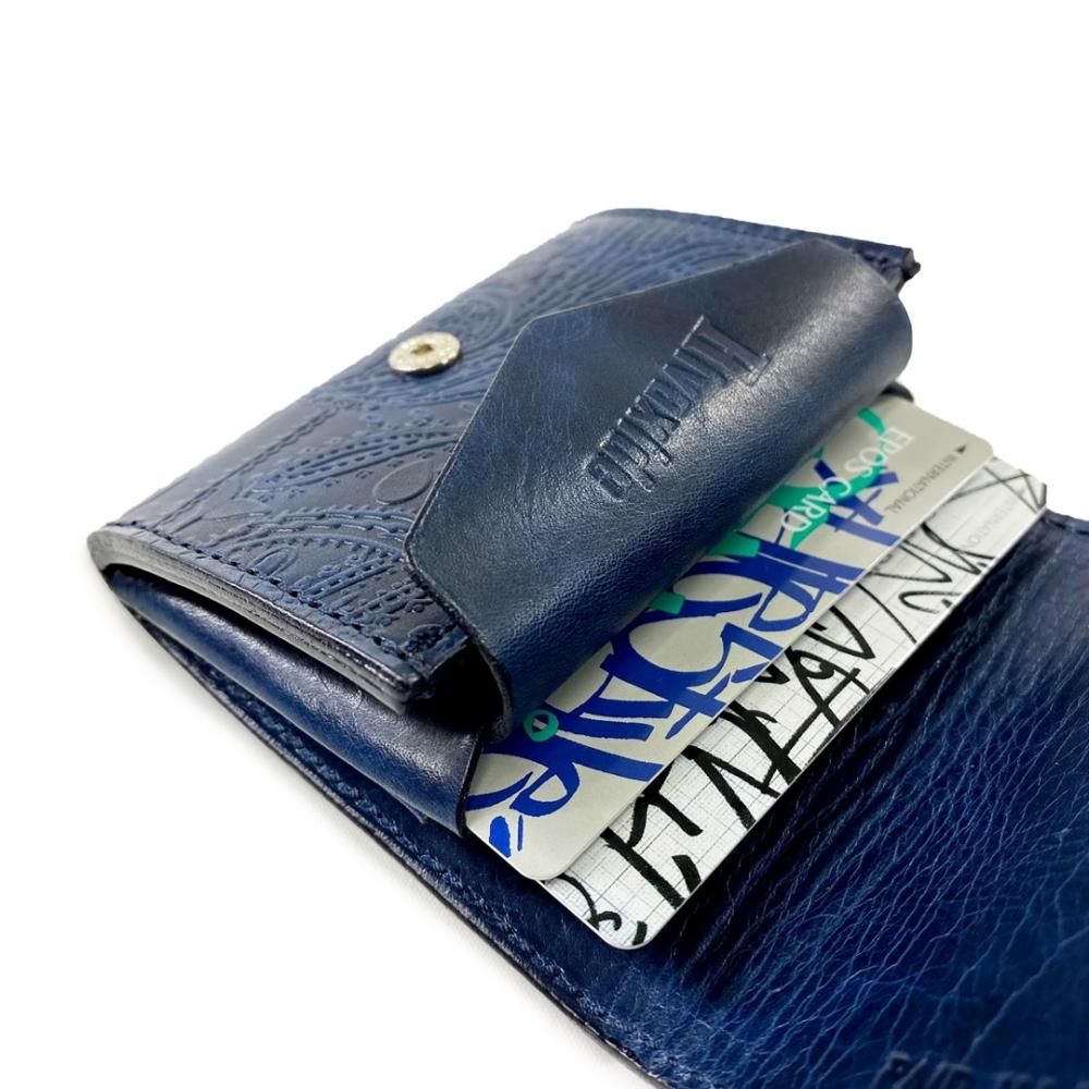 ぺぺい RIVAXIDE 'PAID IN FULL' Minimal Bi-Fold Wallet [Blue Paisley