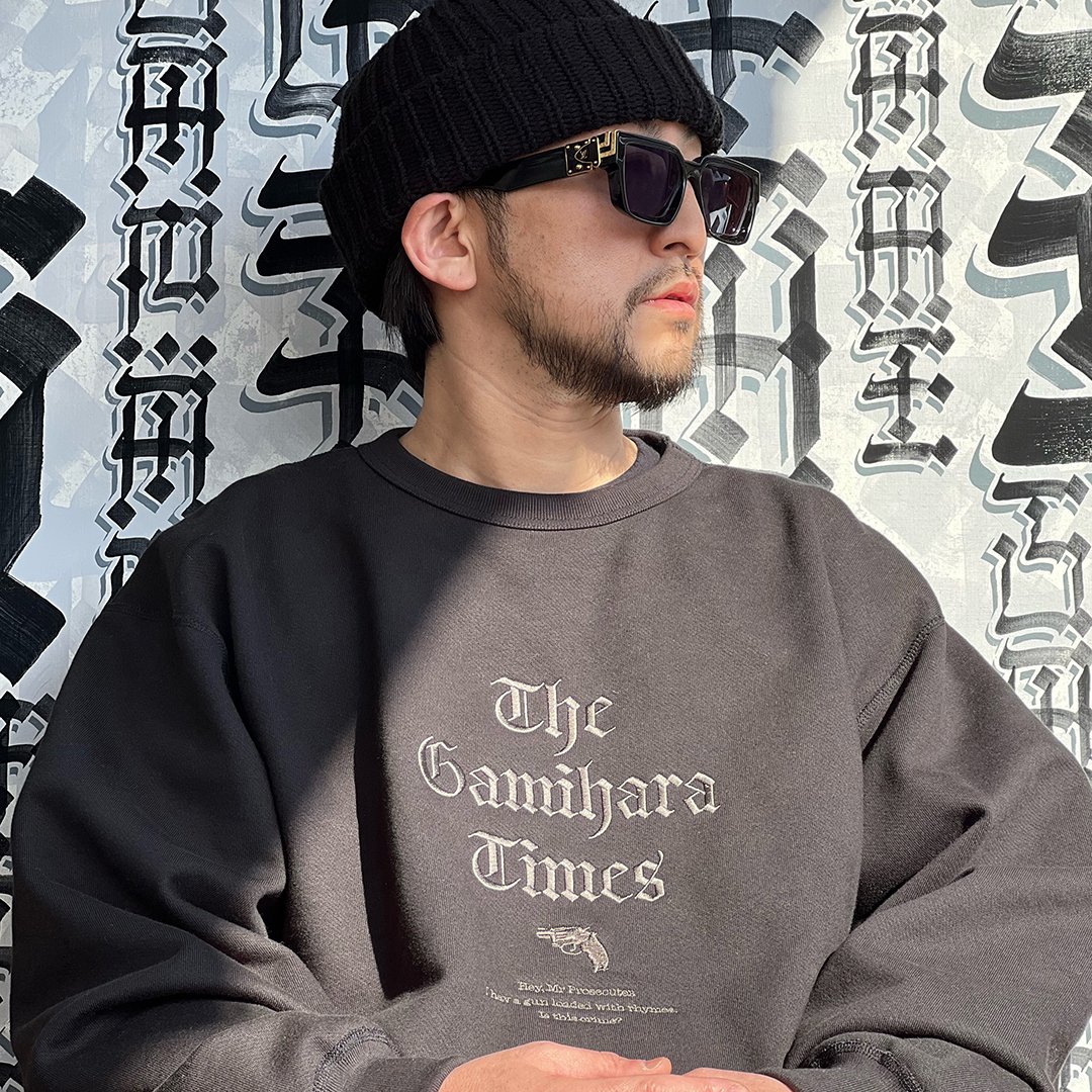 NORIKIYO 'The Gamihara Times Embroidery' Crewneck [BLACK] 「二次予約」2/10発売 -  ZAKAI