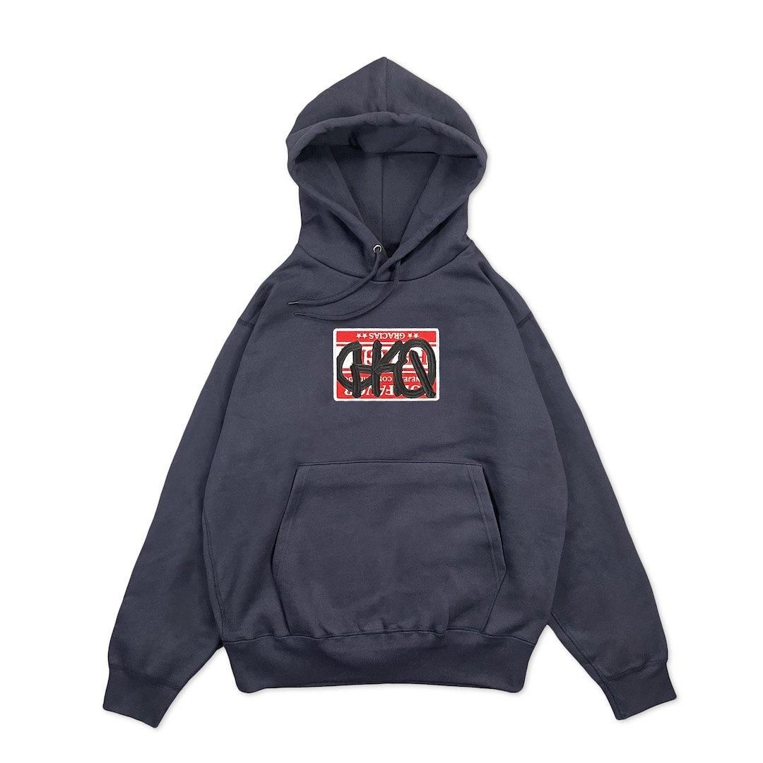 00s ds knit gimmick y2k お兄系 ダークウェア GKQ × ZAKAI 'GRACIAS' 12oz Hoodie [NAVY]【限定生産】 - ZAKAI Store