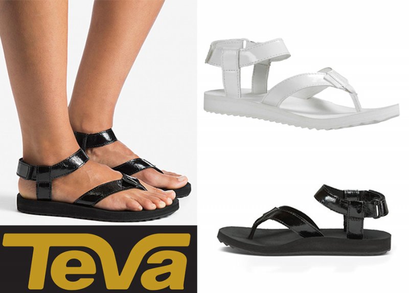 Teva(テバ)レディースレザーサンダル/ORIGINAL SANDAL PATENT LEATHER/ブラック＆ホワイト