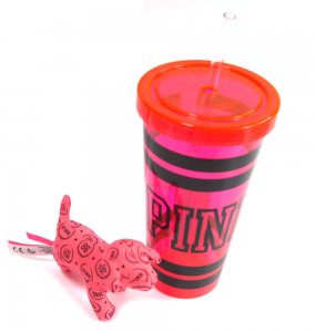 ヴィクトリアシークレットPINK（VictoriasSecret）ドリンクカップ＆犬のぬいぐるみセット