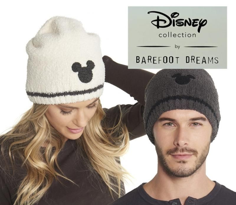 ベアフットドリームス ディズニーコラボ ミッキーマウスニットキャップ ニット帽子 Barefoot Dreams クリーム カーボングレー Disney Classic Adult Mickey Beanie