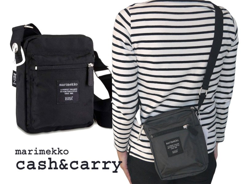マリメッコ（marimekko）cash&carry ショルダーバッグ/ブラック/グレー