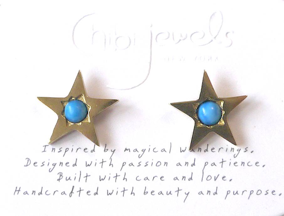 Chibi Jewels（チビジュエルズ）ターコイズスターピアス/星のピアス/Turquoise Star Stud Earrings/E183