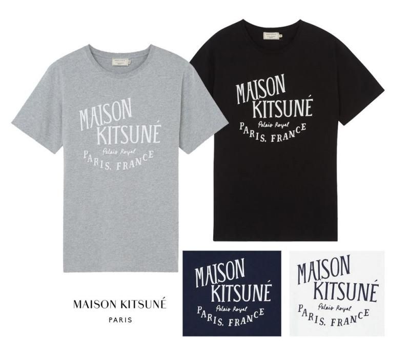 メゾンキツネ Maison Kitsune レディース メンズ Tシャツ Palais Royal ロゴプリント ホワイト ネイビー ブラック グレー