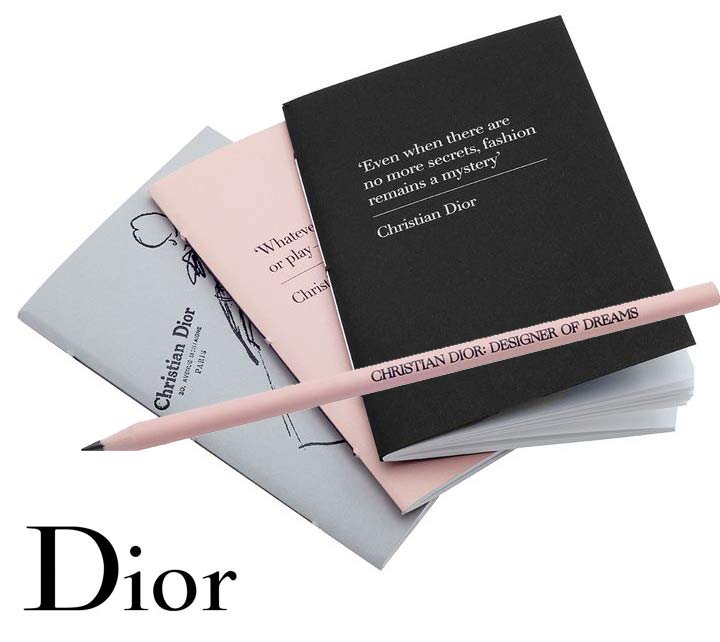 DIOR展限定クリスチャンディオール(Christian Dior)ノート3冊＆鉛筆 文具4点セット/ヴィクトリア＆アルバート博物館
