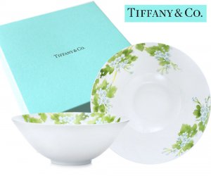 TIFFANY & CO（ティファニー）フラワー柄ボウル2点セット/食器 皿/紙袋付き