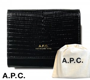 A.P.C.(アーペーセー) 三つ折りレザー財布 コンパクトウォレット CUIR EMBOSSE LEZARD LOIS SMALL COMPACT WALLET F63453 ブラック<img class='new_mark_img2' src='https://img.shop-pro.jp/img/new/icons16.gif' style='border:none;display:inline;margin:0px;padding:0px;width:auto;' />