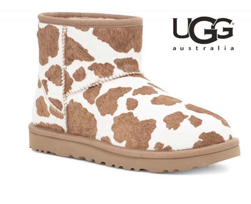 UGG（アグ）ムートンブーツ 牛柄ハラコ クラシックミニカウ ショート