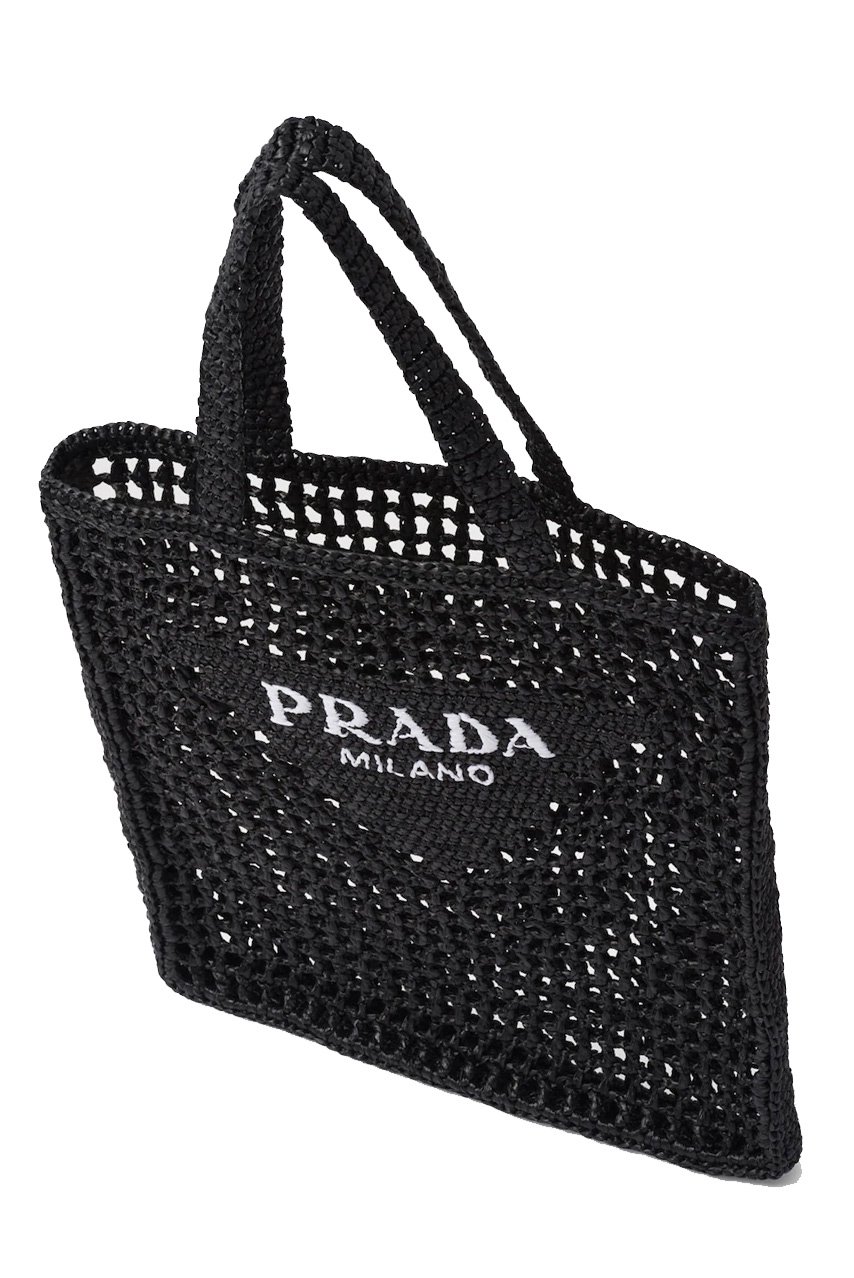 PRADA(プラダ) かごバッグ トートバッグ ラフィア バスケット ブラック