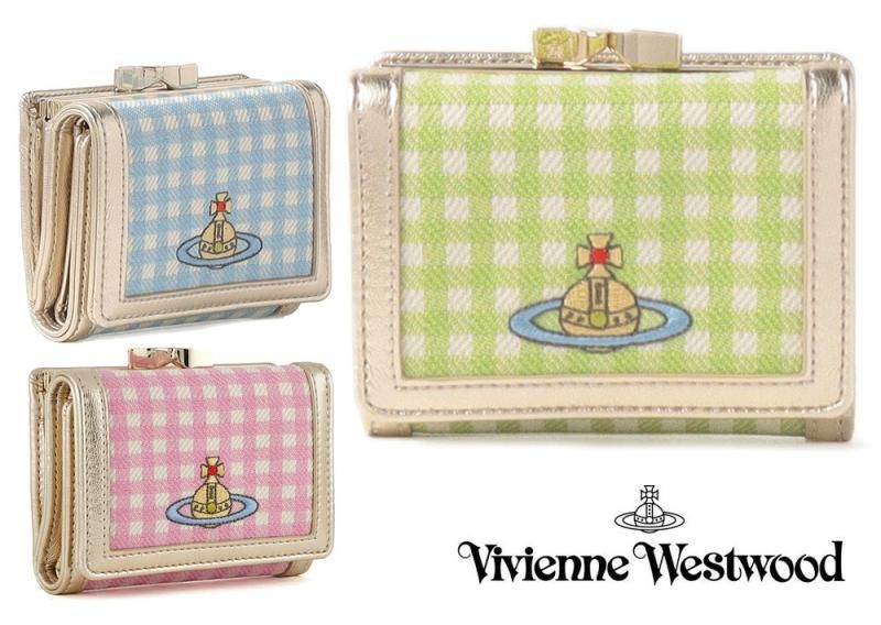 ヴィヴィアンウエストウッド(Vivienne Westwood)財布ギンガムチェック柄 ARCHIVE YASMINE ヴィーガンレザー 口金三つ折り財布 1220921173